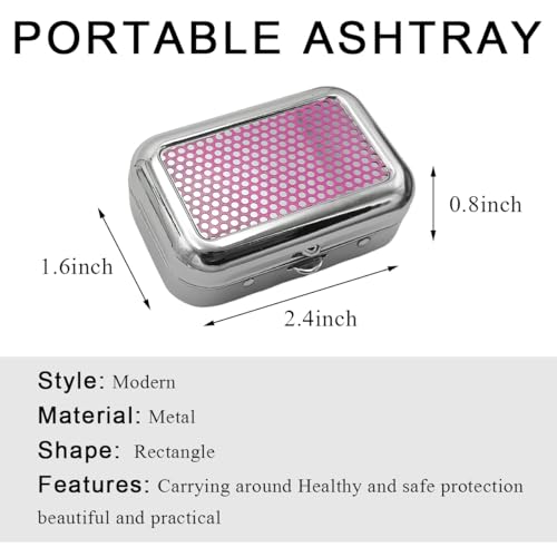 Image of Mini Portable Ashtrays, Metal Pocket Dustproof Car Ash Tray with Lid, Compact Square Windproof Car Cigar Ashtrays, Decorative Cigarette Snuffers Ashtray for Car Home Office (Purple)