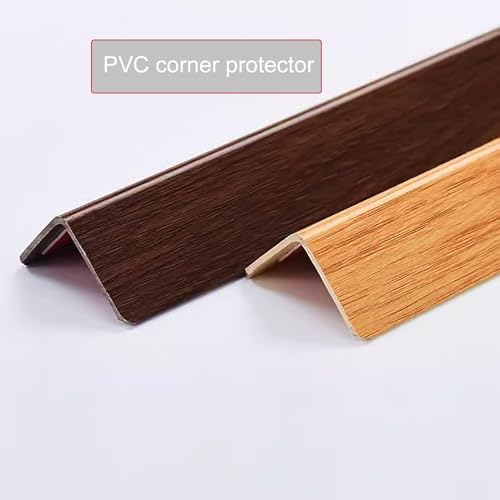 Wood Grain PVC Corner Protection Strips - Brown Tile Edge Guards for Living Room, Imitation Solid Wood, 2.5x100cm/1x39.4in, Durable Corner Protectors for Home Decor