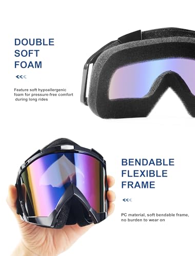 Image of 2Pcs Dirt Bike Goggles Motocross Motorcycle ATV Riding Dustproof Windproof Off Road Racing MX Four Wheeler Goggles