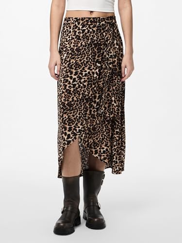 PIECES Damen Pctala Wrap Skirt Noos Bc, Indian Tan/AOP:Leo, S – Ansicht 2
