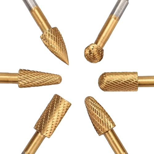 Image of 6 Pieces Set Carbide Burr Set (1 /2 inch Diameter ）with 1 /4 inch Hex Shank,Double Cut Tungsten Carbide Rotary Burr Set for DIY Grinder Metal Wood Carving Engraving Polishing Drilling Grinding Milling