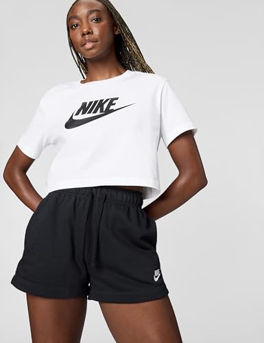 Nike W NSW tee Essntl CRP ICN Ftra Camiseta, Mujer, Blanco (White/Black), M