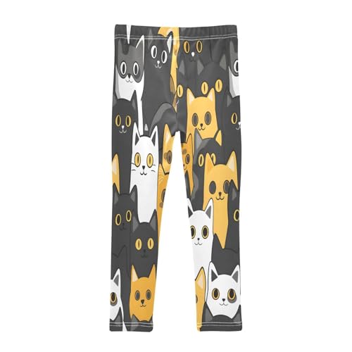 Toddler Girls Leggings Printed Yoga Pants Leggings Yellow Black White Cat for Kids2