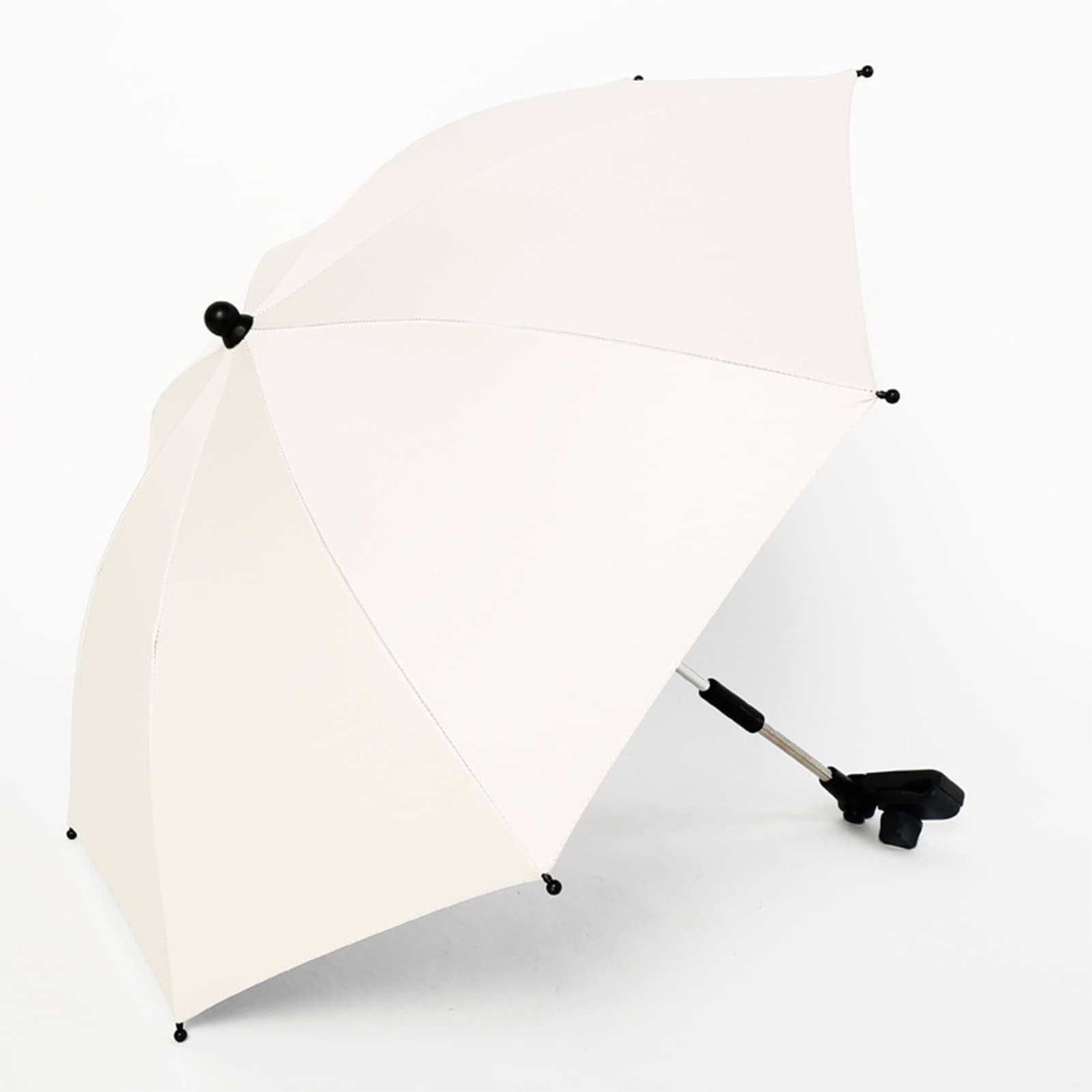 Ombrellone universale per carrozzina, parasole per passeggino, passeggino e passeggino, con manico per ombrello e morsetto di fissaggio regolabile, diametro 75 cm (colore bianco)