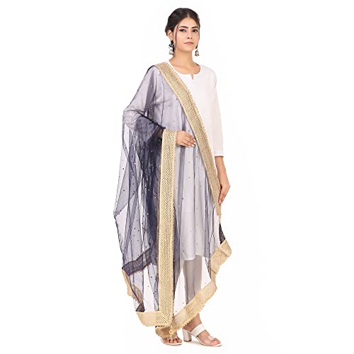 Image of Traditions Bazaar Women's Net Zari Border Dupatta