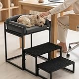 Pet Stairs for Dogs and Cats,Dog Window Perch, Iron Frame with Soft Cushion, Non-Slip Foldable Pet Steps for Bed Sofa Office Desk, Sunbathing Rest Platform