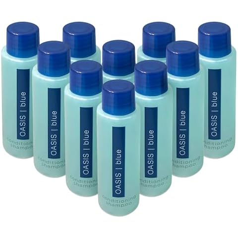 High-End Mini Hotel 2-in-1 Shampoo & Conditioner 10 Pack. Leak-Free, Travel-Size Value Set. Light & Compact for Extended Traveling, Hiking, Camping & Backpacking. Thin, Water-Tight Bottles. Cover