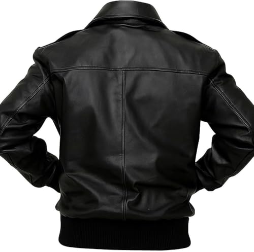 Image of Mens A2 Aviator Cockpit Bomber Leather Jacket - Distressed Pilot Jackets - G1 Fur Collar Flight Leather Jacket
