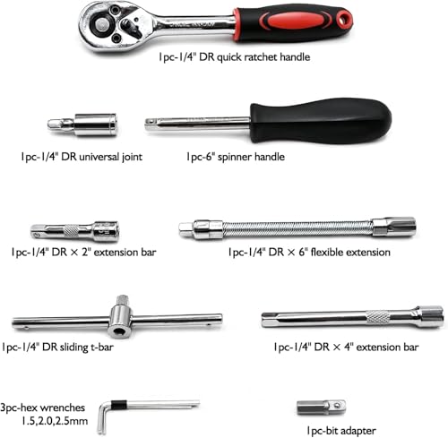 Image of 46 Piece Tool Kit Socket Set with Ratchet Wrench, Goti Pana Set for Car Bike Cycle Repair, DIY Projects, Home & Automobile Maintenance Kit