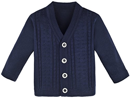 Lilax Baby Boy Cable-Knit Basic Knit Cardigan Sweater 12-18 Months Navy