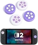 DLseego 4PCS Thumb Grips Designed for Nintendo Switch 2 2025,Soft Silicone Joycon Analog Controller Protective Anti-Slip Cover Button Joycon Joystick Caps Covers, Cherry Blossom Sakura - Purple