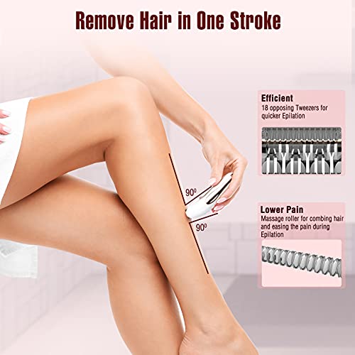 Epilierer Damen, ElectriBrite kabelloser Epilator für langanhaltende Haarentfernung, Epilieren & Rasieren, Epiliergerät Damen mit Led-Licht für Achseln und Bikinizone, USB-Aufladung (Roségold) - Image 4