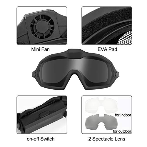 VISMIX Airsoft Mask, Full Face Paintball Mask with Detachable Goggles for Airsoft Paintball Hunting Games, Motorcycle, etc