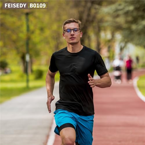 Image of FEISEDY Blue Light Glasses for Women Men TR90 Sports Ultra-Light Glasses Anti Glare UV Protection B0109