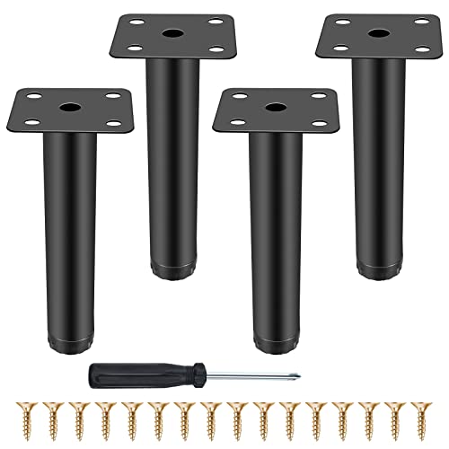CAINCAY Möbelfüße 5,9 Zoll/15 cm Verstellbare Möbelbeine, 4 Stück Metall Schrankfüße Verstellbare Aluminium Füße, Montagefüße Sofa Ersatz Stützfüße Beine für Möbel Sofa Tisch Stuhl Schreibtisch