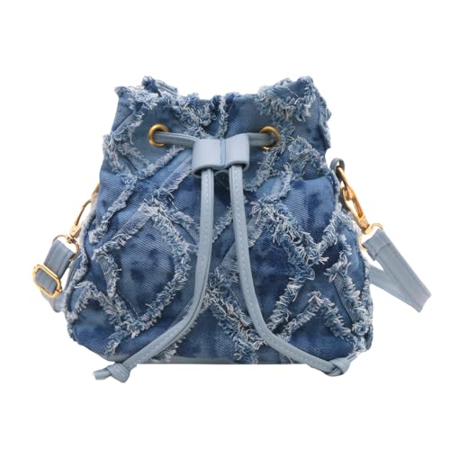 Denim Bags for Women 2025, Blue Jean Bucket Purses, Denim Handbag