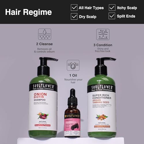 Image of Soulflower Grapeseed Oil for Hair Growth, Acne, Pimple, Face Massage, Glowing, Radiant Skin 100% Pure, Natural & Cold Pressed Ecocert Cosmos Organic Certified, 30ml