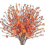 LIPJISL 6PCS Flores Falsas de Otoño Flores de Calabaza Flores Artificiales de Otoño Ramo de Flores Falsas para Decoración Flores Naranjas para Interior Exterior Fiesta en casa Mesa de Boda