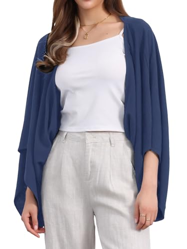 Image of Seta T Women's Linen Cardigan Spring Summer 3 /4 Sleeve Open Front Loose Cover Ups Lightweight Shrug