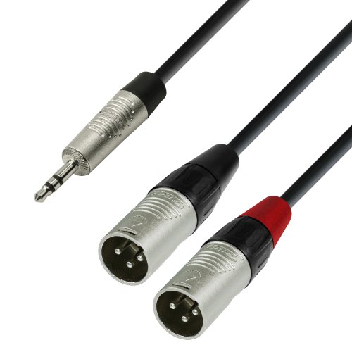 Adam Hall Cables 4 STAR YWMM 0180 - Cable de Audio REAN de Minijack 3,5 mm estéreo a 2 XLR macho 1,8 m & 4 STAR YWPP 0150 - Cable de Audio REAN de Minijack 3,5 mm estéreo a 2 Jacks 6,3 mm mono 1,5 m