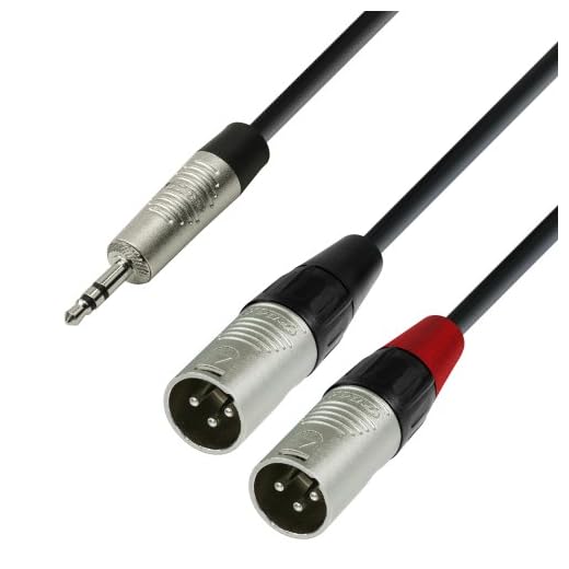 Adam Hall Cables 4 STAR YWMM 0300 - Cable de Audio REAN de Minijack 3,5 mm estéreo a 2 XLR macho 3 m