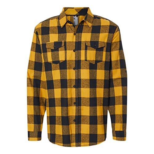 Burnside - Yarn-Dyed Long Sleeve Flannel Shirt - 8210 - M - Gold/Black
