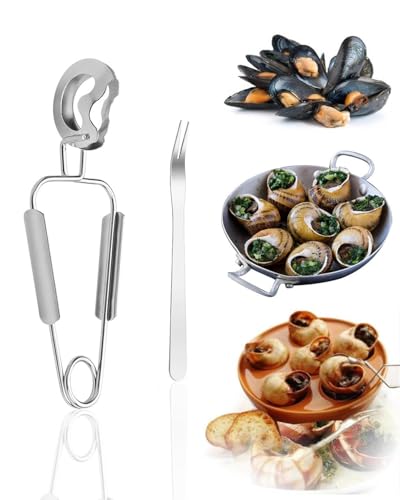 UYRVAPE Pinces à Escargots Et Fourchettes à Escargots, vaisselle à escargots en acier inoxydable Fourchettes à fruits de mer Escargot, crabe, homard Outils...