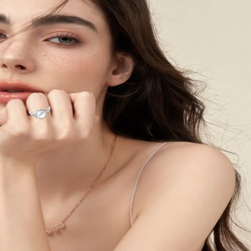 Pearl Rings for Women 925 Silver Freshwater Real Pearl CZ Rings for Wedding Engagement Anniversary3