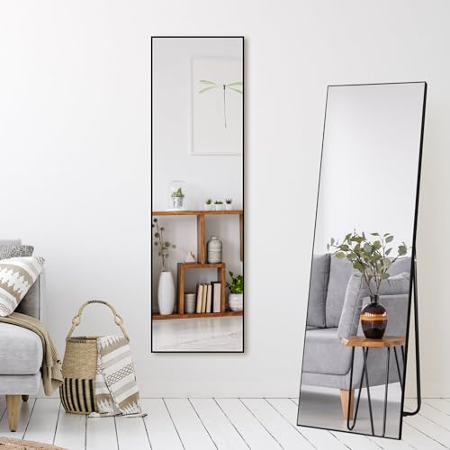 HORLIMER Ganzkörperspiegel Schwarz 150x41cm – Flexibler Standspiegel & Wandspiegel, Klare Sicht, Sicherheitsglas – Perfekt für Schlafzimmer & Ankleidezimmer – Bild 3