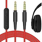 Cable de repuesto para auriculares con micrófono integrado y control de volumen (color rojo), compatible con Beats Solo, Solo2, Solo3, Wireless, Solo HD, Studio, Studio Wireless, Mixr, Pro, etc.