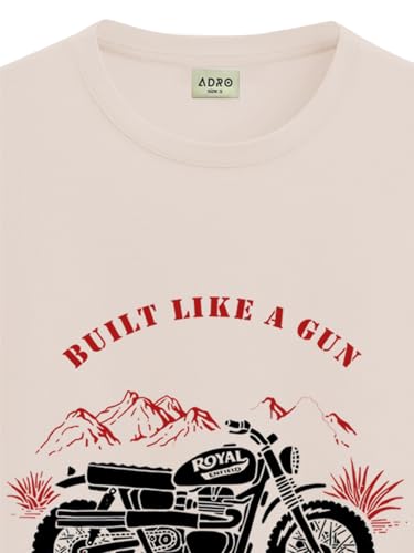 Image of ADRO Men's Royal Bike Design Printed 100% Cotton T-Shirt - Regular Fit, Printed T-Shirts for Men