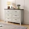 Linsy home farmhouse 6 drawers dresser chests for bedroom wood dresser wide chest of drawers storage dressers organizer for bedroom living roomhallway sgs certified  urban country home decor