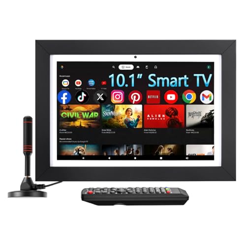 IONETECK 10 Inch Small Smart TV with ATSC Tuner & Touch Screen 5-in-1 Kitchen TV Supports Smart Home Apps Video Calling Capability Calendar & Photo Frame Functions Mini TV for Bedroom RV Camper