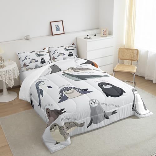 Image of Feelyou Kids Cartoon Seal Comforter Set Full Size for Boys Girls Teens