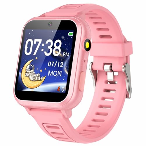 Kids Smart Watch Gift for Girls Age 3-12 Kids Watches 24 Games Touch Screen Music Player Camera Alarm Clock Calculator Flashlight 12/24 hr Educational Toys Birthday Gifts for Girls Ages 6 7 8 9 10