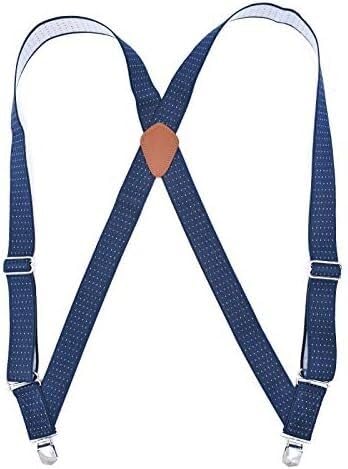 Tirantes para hombre, Lado elástico de 2 abrazaderas 3,5 CM moda simple for hombre(Dark Blue Spot)
