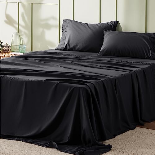Image of Bedsure Full Size Sheets - 4 Pieces Soft, Breathable, Cooling Bed Sheets | Hotel Luxury Bedding, Oeko-Tex , Easy Care, Deep Pocket, Fade Resistant, Shrink Resistant, Sturdiness, Emboss Design