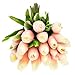 chilsoby 30 Pcs Artificial Tulip Flowers Real Touch Tulips Fake PU Tulip Flower Bouquet for Home Wedding Party Office Decor