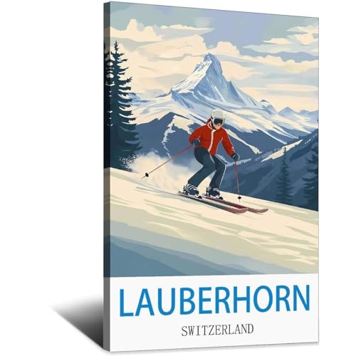 Poster Lauberhorn Switzerland vintage 60x90 cm impression d'art premium