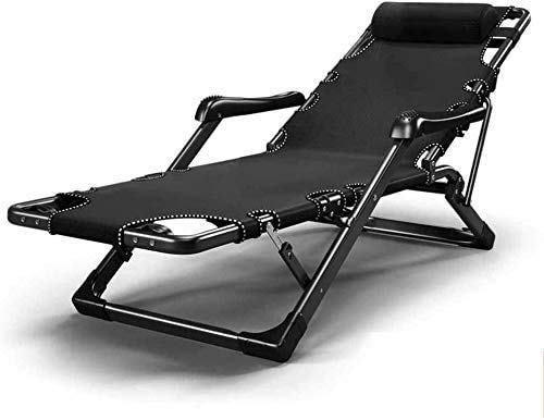 Preisvergleich Produktbild Campingstühle liefern Multifunktionsbett Klappbett Verstellbare Rückenlehne Garten Bettstuhl Doppelschicht Oxford Stoff Balkon Liegestuhl Strandstuhl (Farbe, Schwarzstuhl + Matte), schwarzer Stuhl Xpi