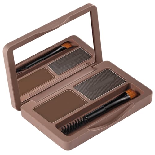 Polvo natural para cejas 2 colores resistente al agua kit de esculpido dúo para cejas para niñas y mujeres color marrón oscuro y gris 1 juego