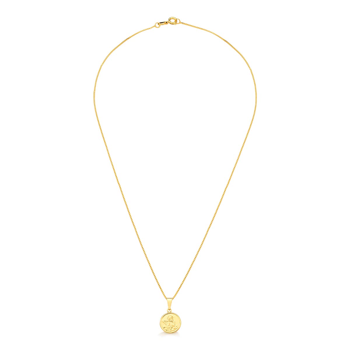 CRACCO 18k Gold Plated Necklace with Medal Pendant and Image of an Angel, Hypoallergenic Gold Plated Necklace, Women for Necklace