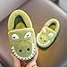 Boys Girls Warm Dinosuar House Slippers Toddler Kids Fuzzy Indoor Bedroom Shoes (3.5-4.5 M, Green)