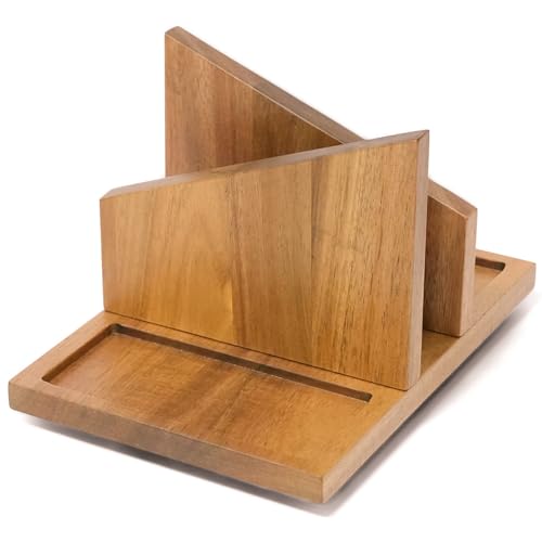 EVERBBKING Wooden Napkin Holder Rotating Napkin Dispenser with Spice shaker Caddy Large capacity for Table, Kitchen Countertop, Dining Table Decor (Natutal)