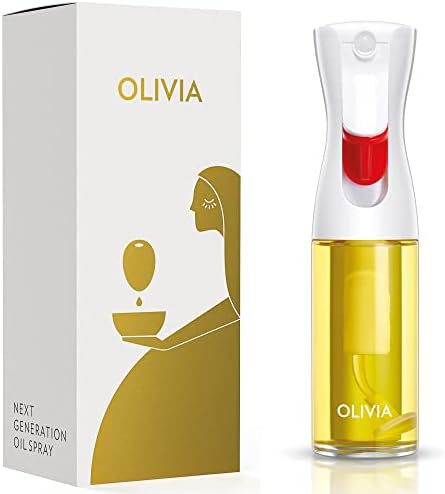 FLAIROSOL OLIVIA. The Original, Advanced Oil Sprayer for Cooking, Salad Dressings and More, Continuous Spray with Portion Control, Trusted by Chefs. Patented Technology. (Glass Bottle, 130ml/4.4 oz) (White Print)