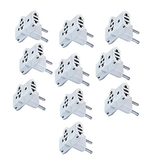 Kit com 10 Adaptadores Benjamim Tomada T Com 3 Entradas Multiplicador de Tomadas 10A até 250v Plug Fino - Bivolt 110v 220v - CompleteStore®