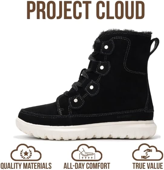 Project Cloud 100% Genuine Leather Womens Snow Boots- Genuine Leather Waterproof Memory Foam Insole and Non-Slip Winter Snow Boots For Women Footwear - Outdoor Shoes (Leonora) - Image 3