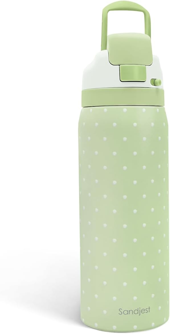 Polka Dots Insulated Stainless Steel Water Bottle with Straw for Sports and Travel, 32oz, Gifts for Women Girls Friends Teens Birthday Christmas