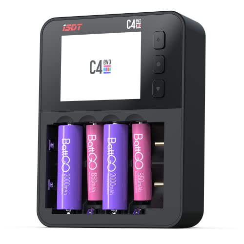 ISDT C4 EVO Fast Battery Charger Capacity Tester for AA AAA 18650 21700, Smart Battery Analyzer for...