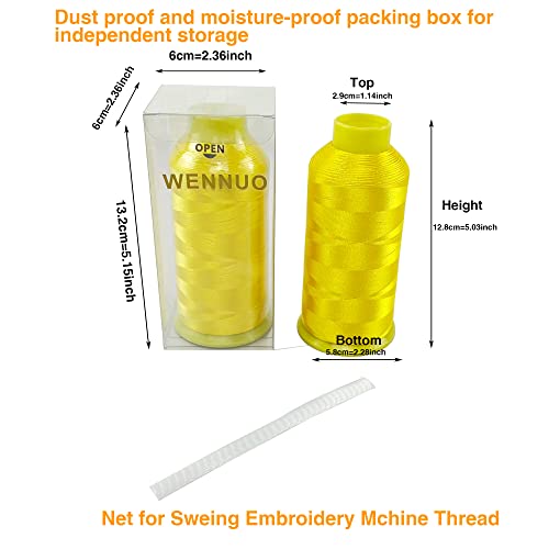 Wennuo Yellow Embroidery Machine Thread Polyester Large Thread Spool Kit 5500 Yard (5000M) For Sewing And Embroidery Machine,108D/2 (Yellow) #TOP5